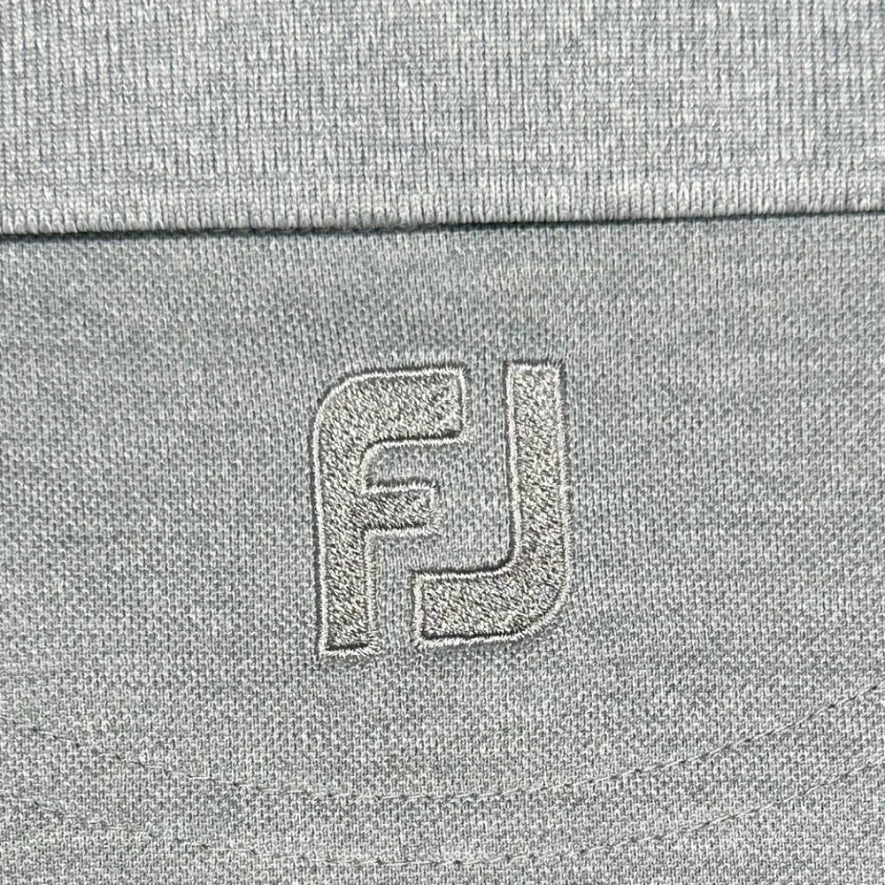 FJ FootJoy Polo Shirt Mens Medium Gray Knit Short Sleeve Logo on Back Split Hem - Picture 7 of 7